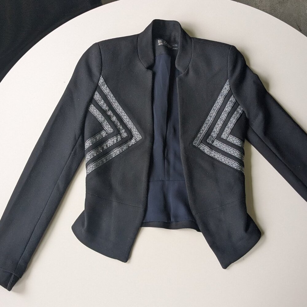 Zara Trafaluc - Cropped Peplem  Blazer with and Ribbon Detail - Size XS